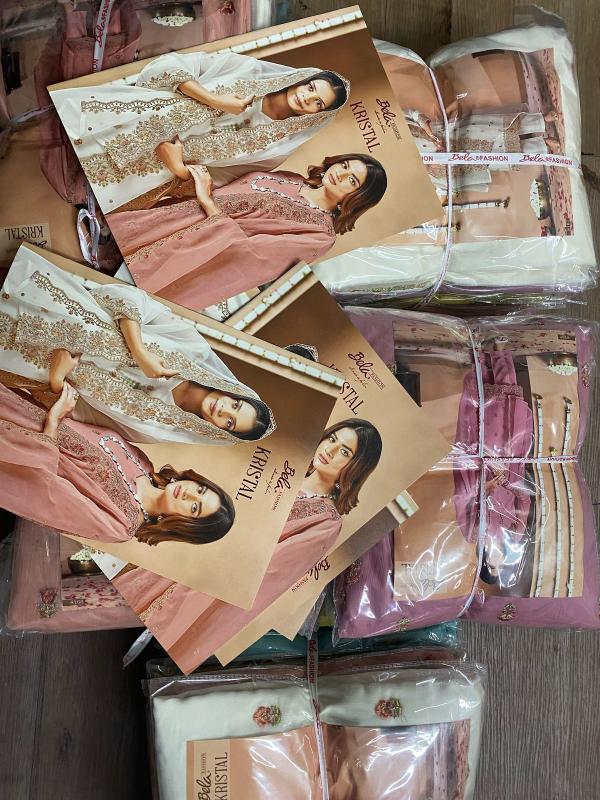 Bela Kristal Catalog wholesale unstitched salwar kameez material