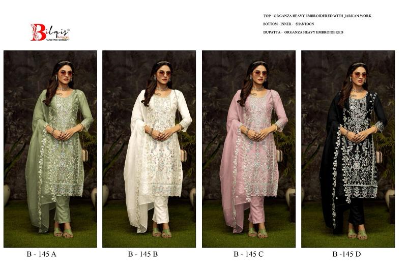 Bilqis B 145 catalog Organza pakistani wedding suits uk