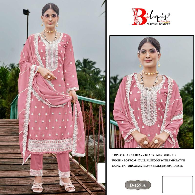 Bilqis B 159 Catalog Organza traditional pakistani salwar suits