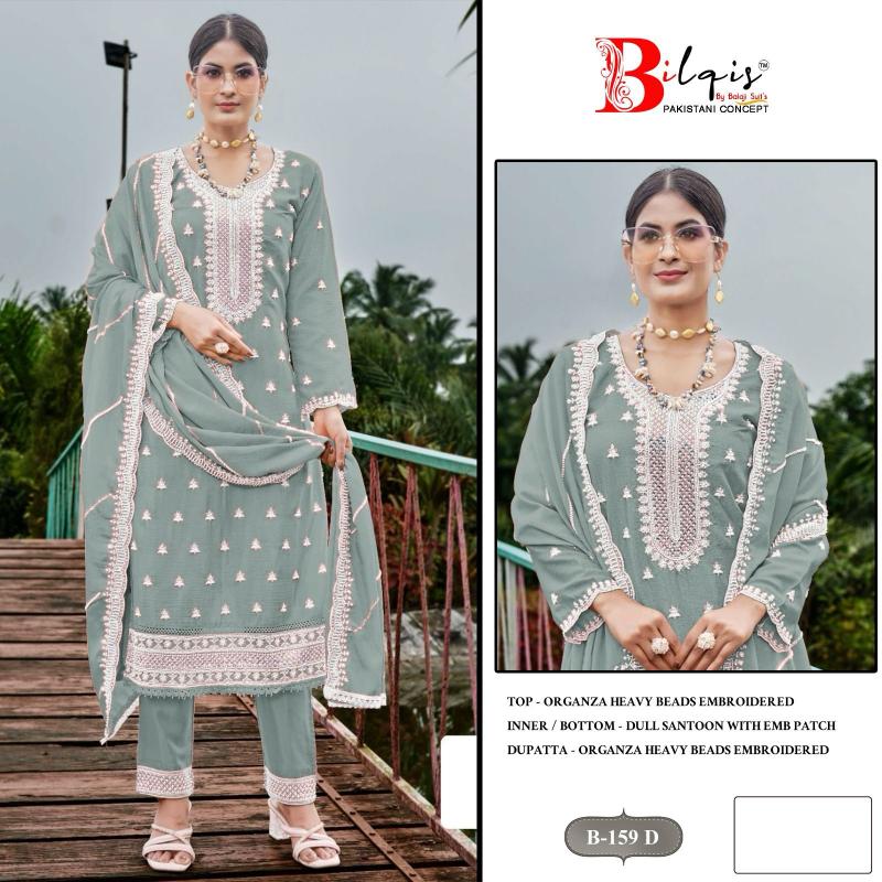 Bilqis B 159 Catalog Organza traditional pakistani salwar suits