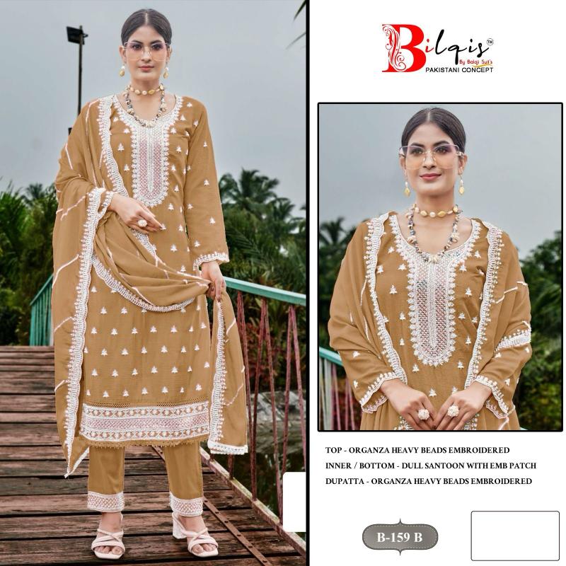 Bilqis B 159 Catalog Organza traditional pakistani salwar suits