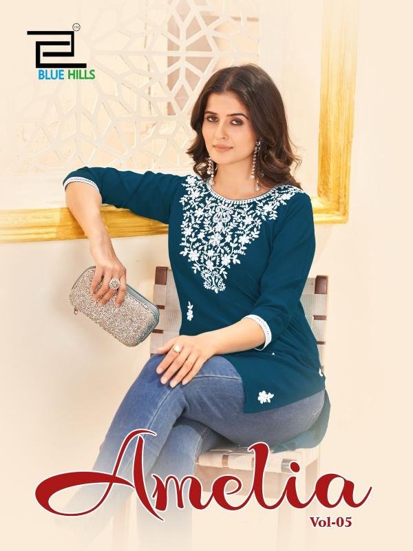 Blue Hills Amelia vol 5 catalog buy white short kurtis online india