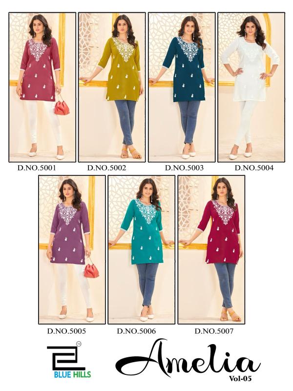 Blue Hills Amelia vol 5 catalog buy white short kurtis online india
