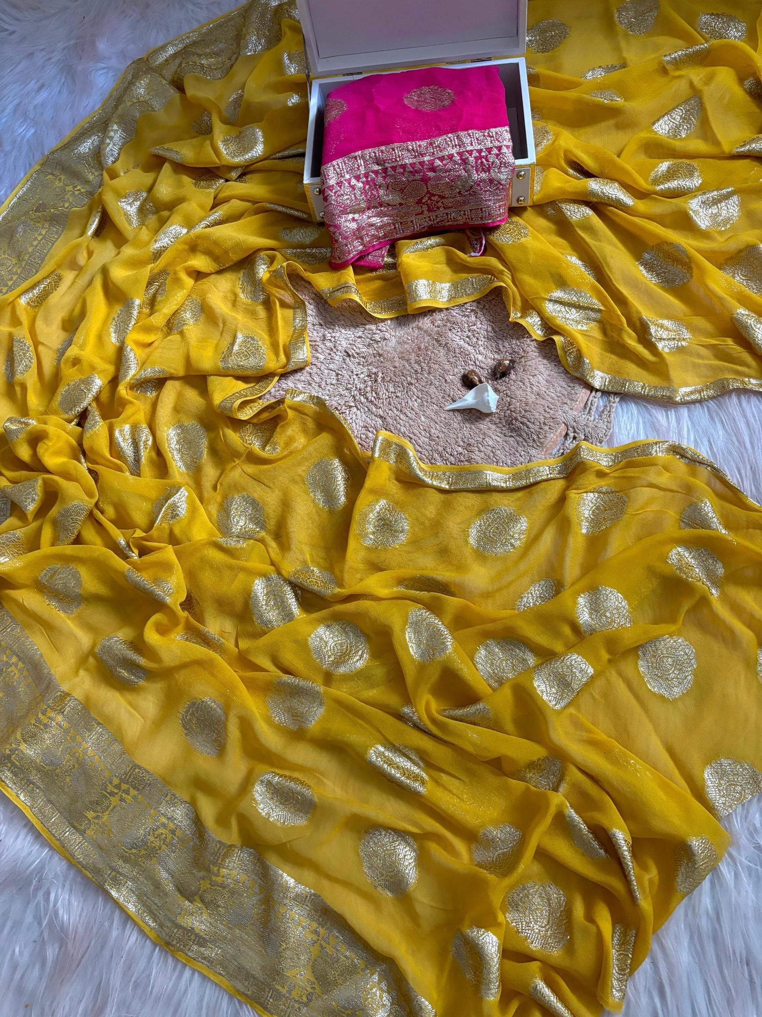 Dazira Pure Viscose Georgette Vol 3 Catalog yellow saree online india