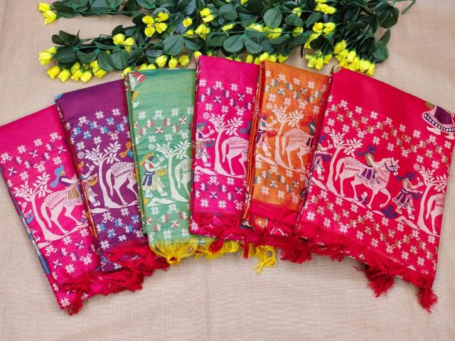 Dazira Soft Raw Silk catalog plain saree with contrast blouse online india