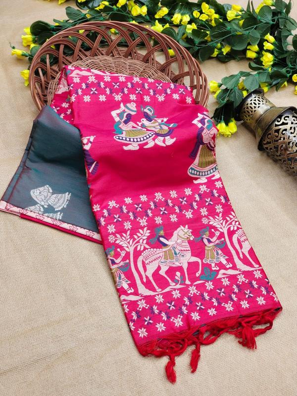 Dazira Soft Raw Silk catalog plain saree with contrast blouse online india