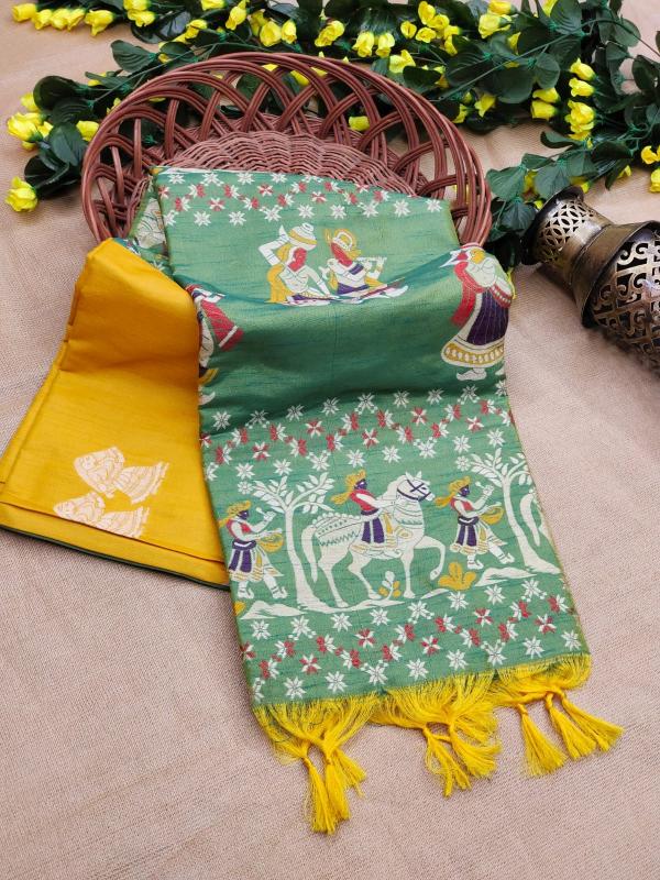 Dazira Soft Raw Silk catalog plain saree with contrast blouse online india