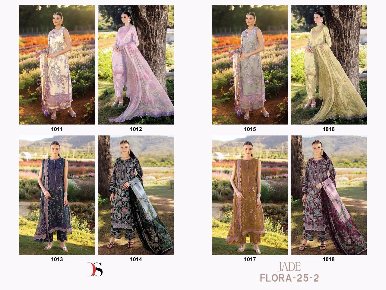 Deepsy Jade Flora 25 Vol 2 catalog Chiffon Dupatta original pakistani suit online