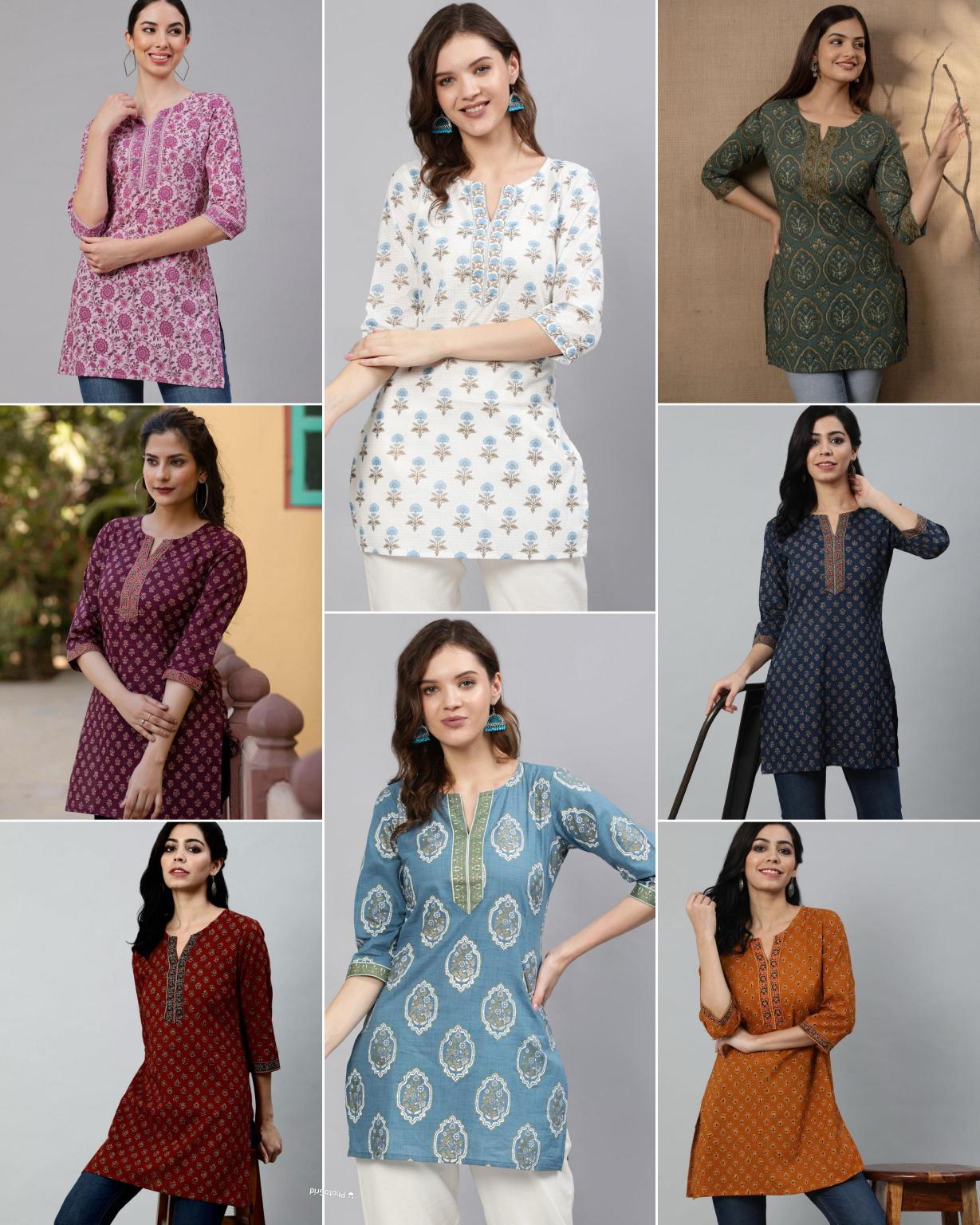 Felocity cotton printed catalog office kurtis on jeans online india