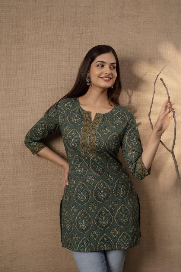 Felocity cotton printed catalog office kurtis on jeans online india