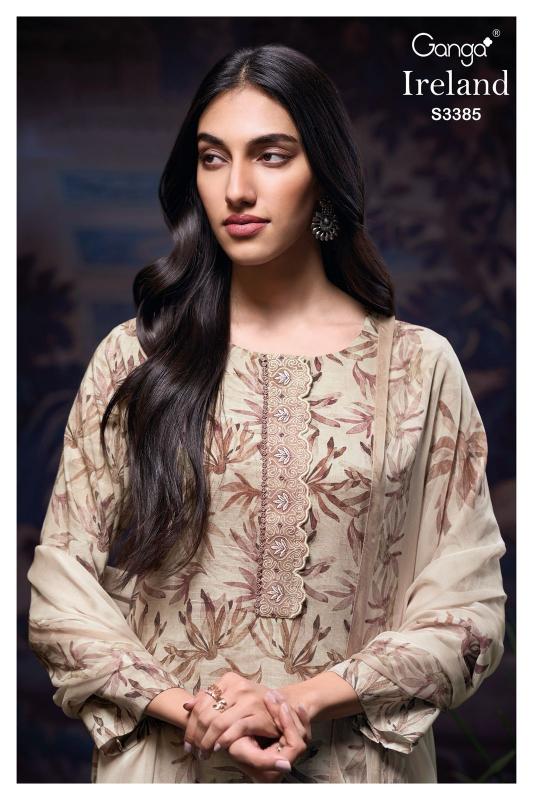 Ganaga Ireland 3385 catalog salwar kameez linen cotton