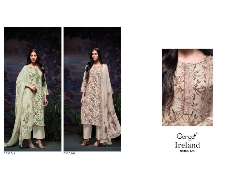 Ganaga Ireland 3385 catalog salwar kameez linen cotton