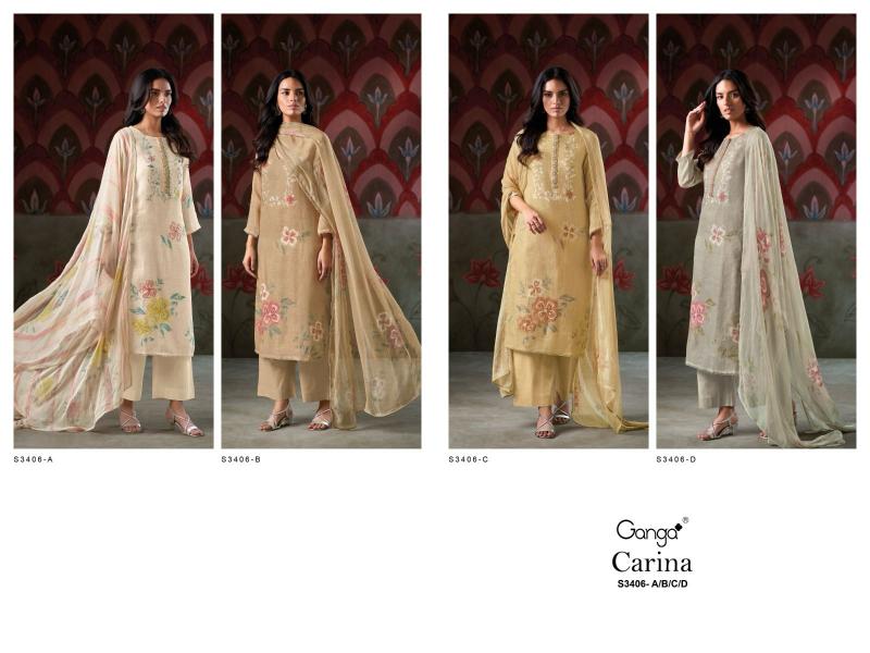Ganga Carina 3406 catalog wholesale unstitched salwar kameez suppliers
