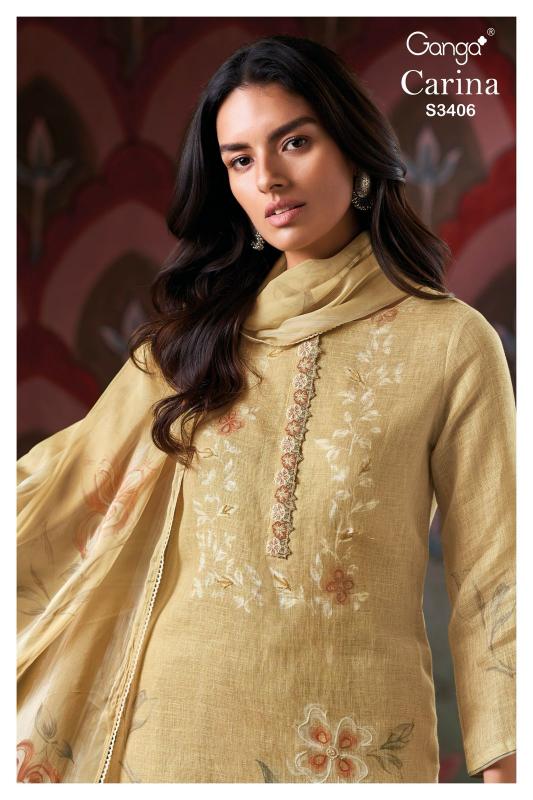 Ganga Carina 3406 catalog wholesale unstitched salwar kameez suppliers