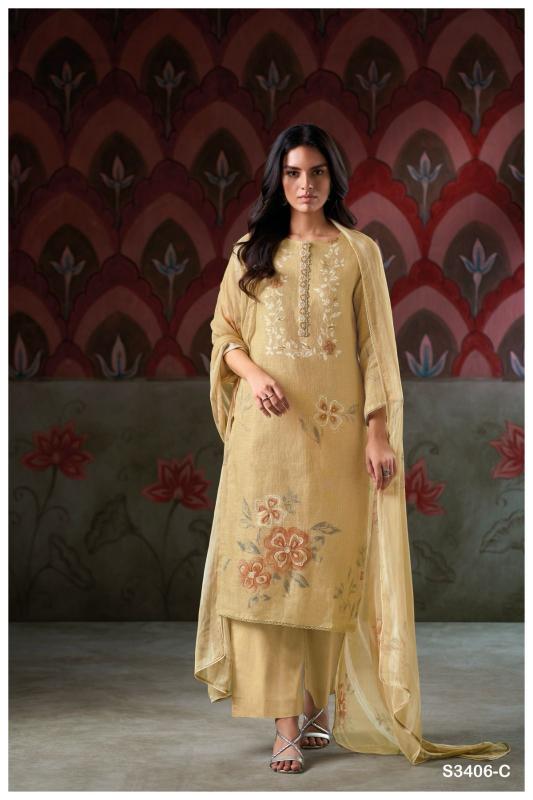 Ganga Carina 3406 catalog wholesale unstitched salwar kameez suppliers