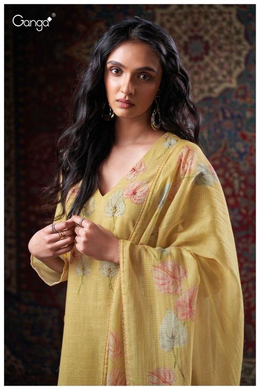 Ganga Cora 3405 catalog wholesale pure linen salwar kameez