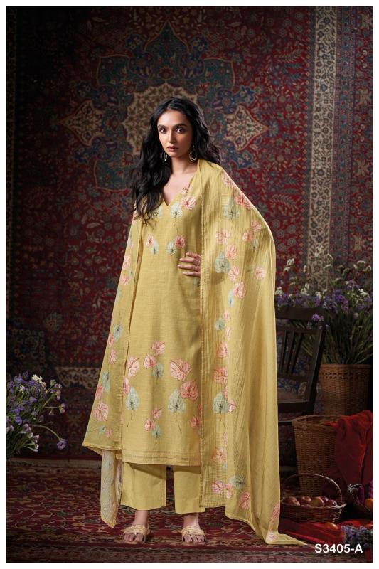 Ganga Cora 3405 catalog wholesale pure linen salwar kameez