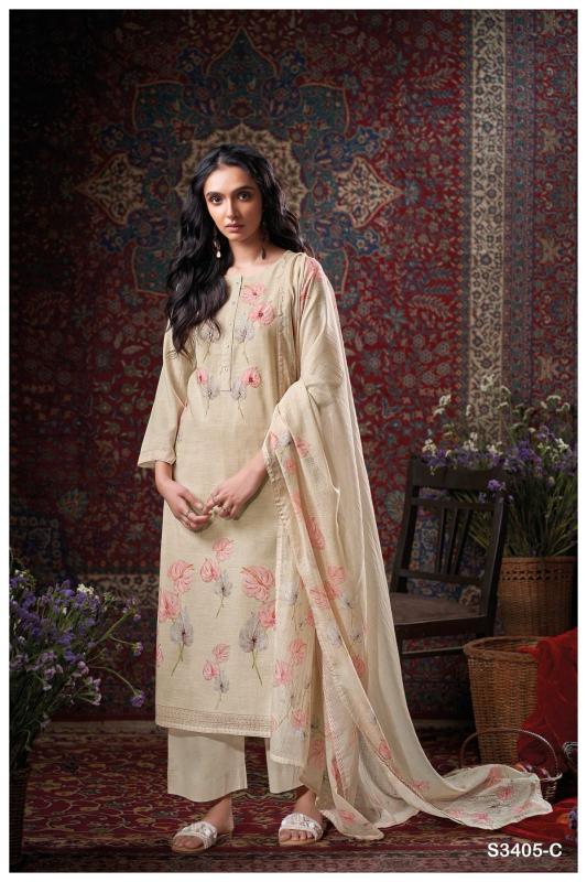 Ganga Cora 3405 catalog wholesale pure linen salwar kameez