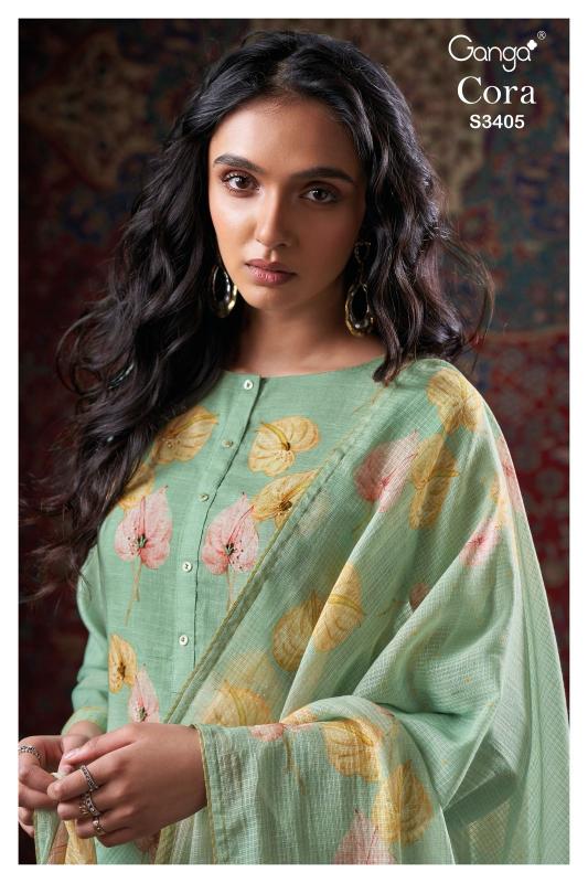 Ganga Cora 3405 catalog wholesale pure linen salwar kameez