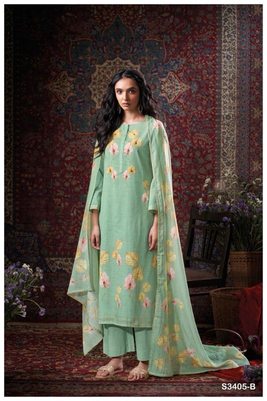 Ganga Cora 3405 catalog wholesale pure linen salwar kameez