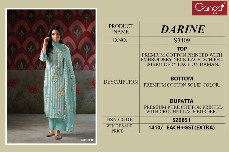 Ganga Darine 3409 catalog wholesale catalogue salwar kameez
