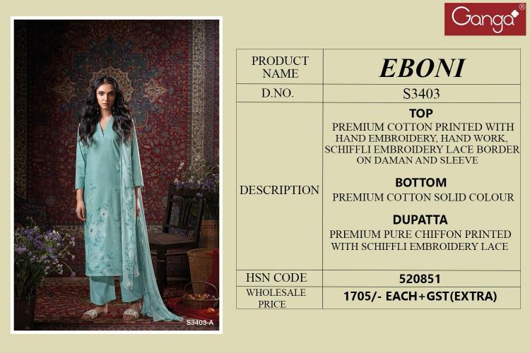 Ganga Eboni 3403 catalog top office wear wholesale brand salwar kameez