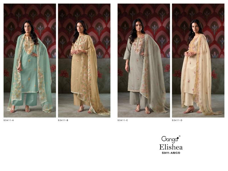 Ganga Elishea 3411 catalog salwar kameez catalogue wholesale surat