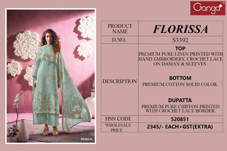 Ganga Florissa 3392 catalog wholesale salwar kameez market in bangalore
