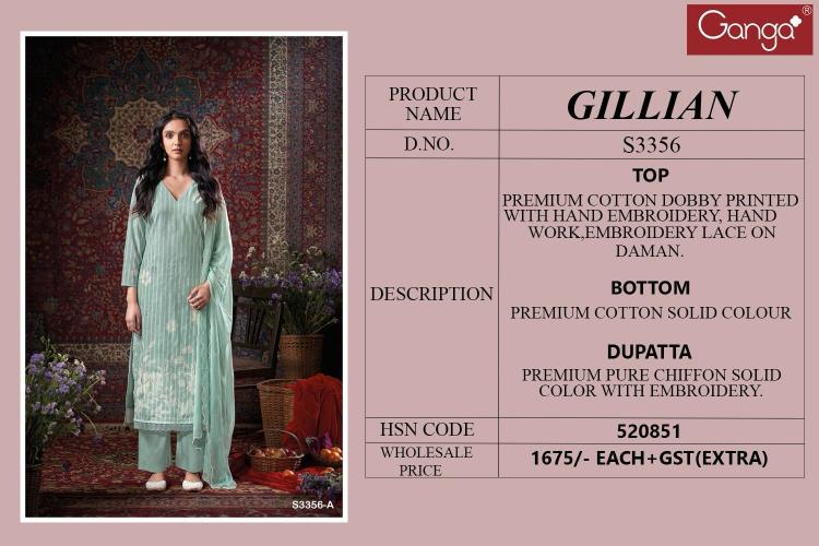 Ganga Gillian 3356 catalog buy wholesale salwar kameez surat