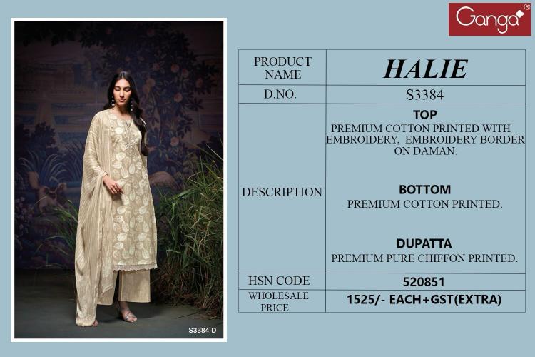 Ganga Halie 3384 catalog wholesale cotton salwar kameez