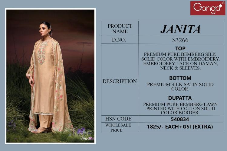 Ganga Janita 3266 catalog pakistani suits with narrow pants