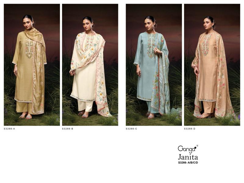 Ganga Janita 3266 catalog pakistani suits with narrow pants