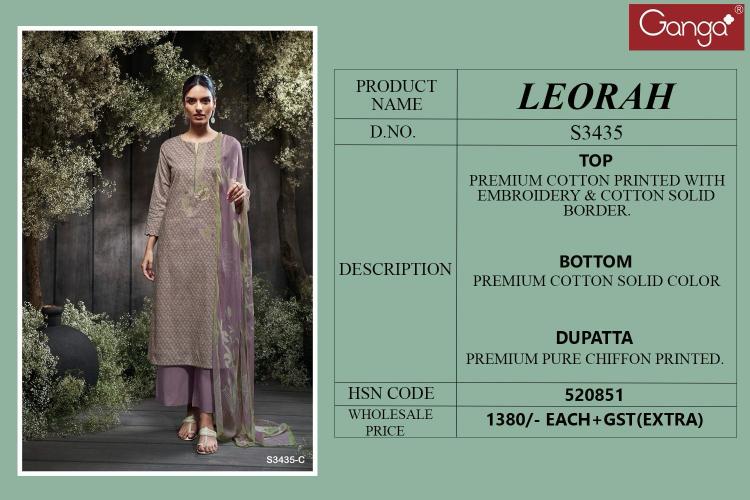 Ganga Leorah 3435 catalog wholesale salwar kameez alveera