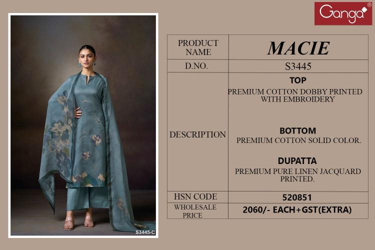 Ganga Macie S3445 catalog designer salwar kameez wholesale in mumbai
