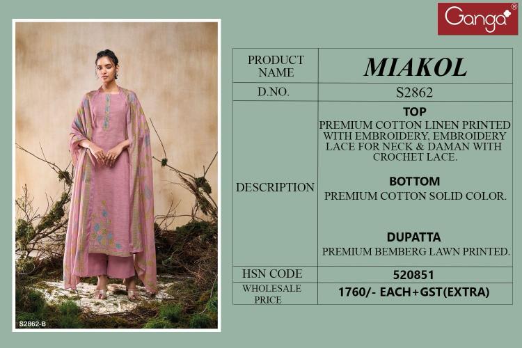 Ganga Miakol 2862 catalog wholesale printed salwar kameez