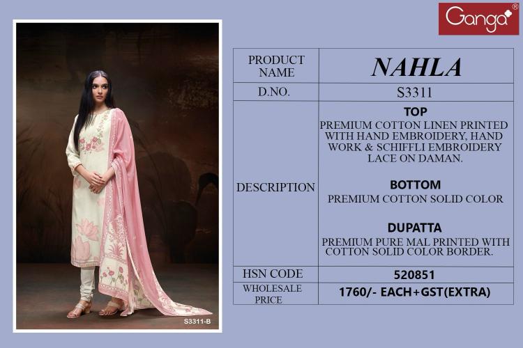 Ganga Nahla 3311 catalog salwar suits manufacturers in surat