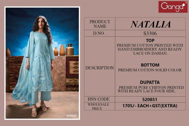 Ganga Natalia 3306 catalog wholesale salwar kameez