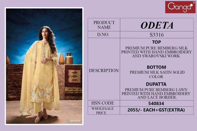 Ganga Odeta 3316 catalog pakistani wholesale salwar kameez in karachi