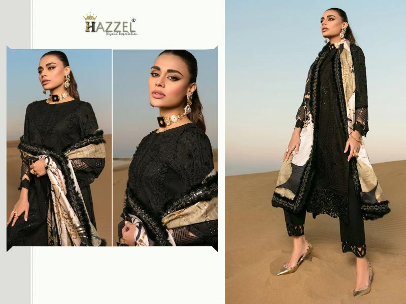 Hazzel 023 Catalog Rayon pakistani embroidery designs for suits