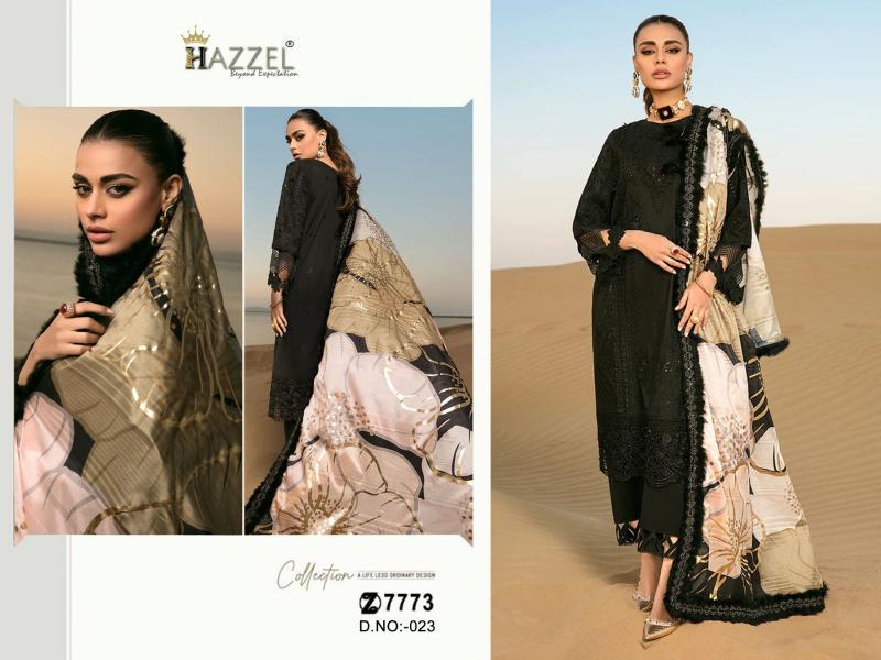 Hazzel 023 Catalog Rayon pakistani embroidery designs for suits