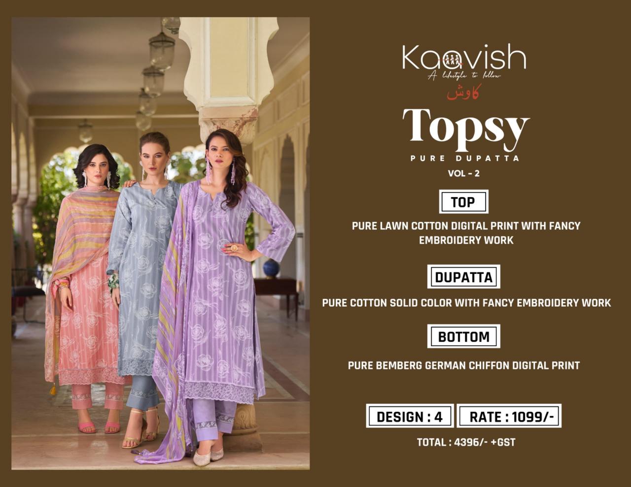Kaavish Topsy Vol 2 catalog salwar kameez wholesale in kolkata
