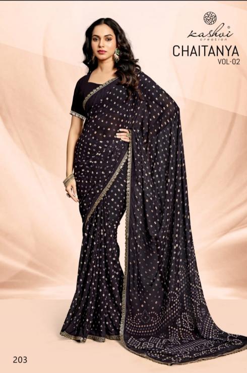 Kashvi Chaitanya Vol 2 Catalog Bandhej Weightless pink saree online shopping india
