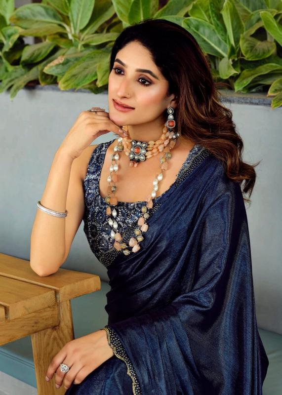 Kashvi Neel Vol 12 catalog plain satin saree online india