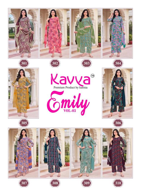 Kavya Emily Vol 3 catalog Capsule Foil buy kurti set india rush