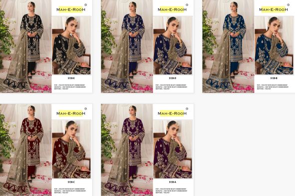 Mah E Rooh 5159 Catalog pakistani velvet designer suits online