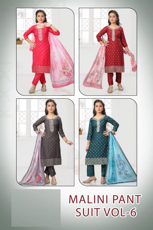 Malini Pant Suit Vol 6 catalog Roman Printed Kids suti india kurtis