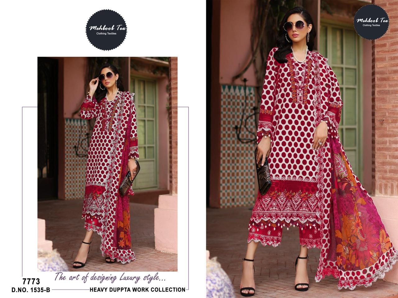 Mehboob Tex 1535 Catalog Chiffon Dupatta pakistani suits online india wholesale