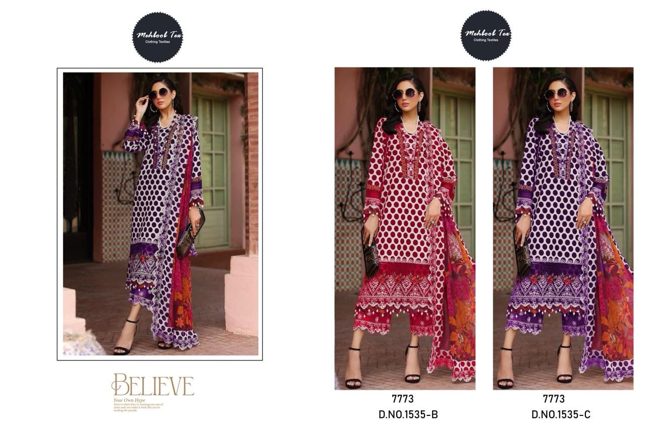 Mehboob Tex 1535 catalog Cotton Dupatta elegant pakistani suits