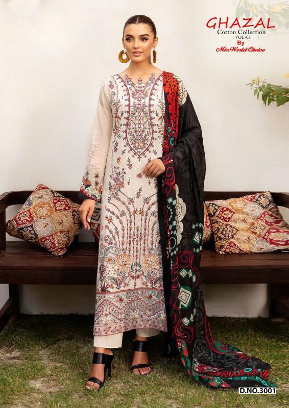 Miss World Ghazal Vol-03 - Karachi Dress Material  - Wholesale Catalog