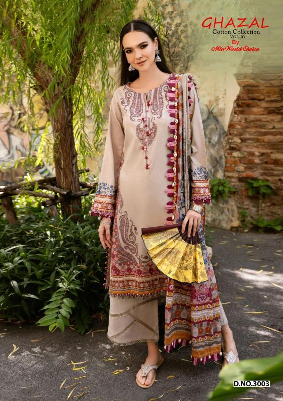 Miss World Ghazal Vol-03 - Karachi Dress Material  - Wholesale Catalog